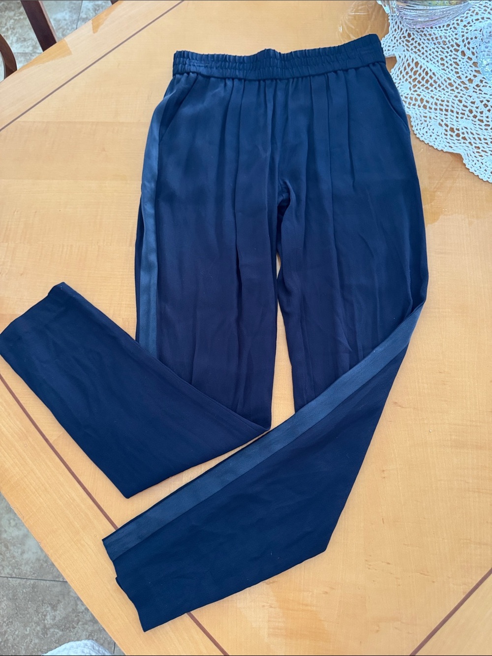 Rebecca Taylor Navy Elastic-Waist Emma Joggers size 0